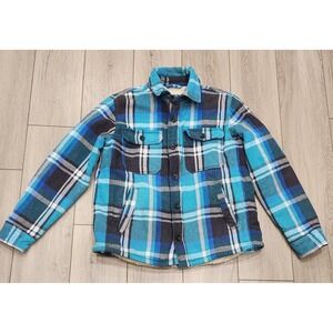 American Eagle Outfitters Plaid Sherpa Lined Flannel Shirt Jacket Men's Size M/L